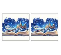 2 Pièces DIY Diamond Painting Kit, Le Train De RêVe, 5D Cristal Mosaïque Art Broderie Pour Les, Décoration Bureau Chambre à Coucher Murale, Cadeaux Pour Les Filles, 100x100cm Z5YX-543