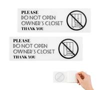 2 Pièces Do not Open Owner's Closet Sign, 22,8 x 7,6 cm Auto-adhésif Panneau de Porte de Placard du Propriétaire Panneau de Buanderie Panneau de Porte Privée Essentiels pour la Maison