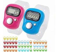 2 Pièces Doigt Compteur, Compteurs de Doigts Électroniques 0-99999 Mini Compteur Numérique de Mains avec 50 Marqueurs de Maille à Tricoter Clip de Fermeture au Crochet pour Crochet Tricot Golf Sports