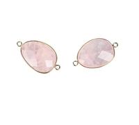 2 pièces Double face pierre naturelle à facettes 22x38MM tranche pendentifs à breloque connecteur for la fabrication de bijoux bricolage boucle d'oreille collier Bracelet ( Color : NO.6 Rose Quartz )