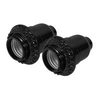 2 Pièces Douille de Lampe E27 Noire avec Interrupteur et Cordon | Plastique et Métal, Installation Facile, Remplace un Socle Endommagé, Collerette Amovible pour Abat-jour