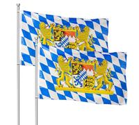2 Pièces Drapeau Bavière, 90 x 150 cm Drapeaux de État Libre de Bavière, Drapeau Bavarois avec Œillets et Double Couture, Drapeau de la Fête de la Bière pour Intérieur, Extérieur