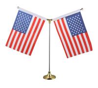 2 Pièces Drapeau de Bureau Créatif 21x14 CM Base Dorée | Pose Stable sur Table, Double Couture sur Tout le Bord, Résistance Uv, Usage Maison et Cérémonies Couleur Aléatoire