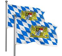2 Pièces Drapeau De La Bavière Oktoberfest 90×150cm, Drapeau Bavarois avec 2 oeillets métalliques, Drapeau De La Fête De La Bière pour la Fête de la Bière Jardin Carnaval Décoration