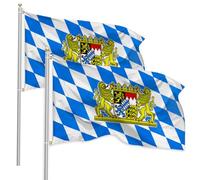 2 Pièces Drapeau De La Bavière Oktoberfest 90×150cm, Drapeau Bavarois avec 2 oeillets métalliques, drapeau De La Fête De La Bière pour la Fête de la Bière Jardin Carnaval Décoration
