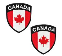 2 pièces Drapeau de la Boucliers Canada Canadiens Tactique Militaire Emblème National Applique Fermeture Crochet et Boucle pour Chapeau Sac à Dos Vestes Jean Vêtements Uniforme Gilet