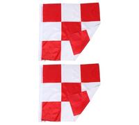 2 Pièces Drapeau de Sécurité Aéroportuaire 36 Pouces, Polyester Rouge | Motif à Carreaux Haute Visibilité, Raccords, Montage Rapide, pour Zones de Travail et Clôtures