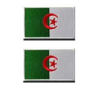 2 Pièces Drapeau du Algérie Algériens Patch Tactique Militaire National Emblème Applique Crochet et Boucle Broderie Patch