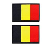 2 Pièces Drapeau du Belgique Belges Patch Tactique Militaire Emblème National Applique Crochet et Boucle pour Chapeau Sac à Dos Vestes Brassard Vêtements Uniforme Gilet