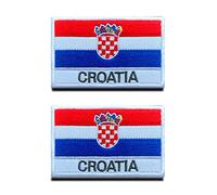 2 Pièces Drapeau du Croatie Les Croates Patch Tactique Militaire Emblème National Applique Crochet et Boucle pour Chapeau Sac à Dos Vestes Brassard Vêtements Uniforme Gilet