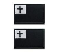 2 Pièces Drapeau du Croix Jésus Chrétienne Patch Tactique Militaire Emblème Croyance Applique Crochet et Boucle pour Chapeau Sac à Dos Vestes Jean Vêtements Uniforme Gilet