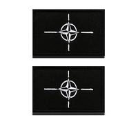 2 Pièces Drapeau du L'OTAN Noire Patch Tactique Militaire National Emblème Applique Crochet et Boucle Broderie Patch