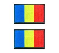 2 Pièces Drapeau du Roumanie Roumains Patch Tactique Militaire Emblème Applique Fermeture Crochet et Boucle pour Chapeau Sac à Dos Vestes Jean Vêtements Uniforme Gilet