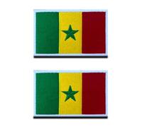 2 Pièces Drapeau du Sénégal Sénégalais Patch Tactique Militaire National Emblème Applique Crochet et Boucle Broderie Patch