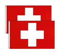 2 pièces Drapeau Suisse Swiss Flag 90x150cm, Drapeaux helvétique avec œillets en laiton en Polyester Couleurs Vives Parfait pour événements sportifs, historiques, politique ou coupe du monde