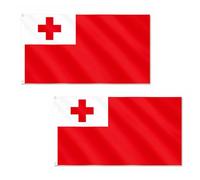 2 pièces Drapeau Tonga 1,5 m x 0,9 m avec œillets en laiton - Bannière de drapeau Tongan en polyester pour les matchs de rugby, événements communautaires, affichage de la maison et du jardin