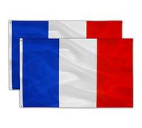 2 Pièces Drapeaux France 150x90 cm, Drapeau Français en Polyester avec Œillets Métalliques, pour Événements Sportifs et Célébrations