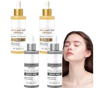 2 pièces duo d'ampoules au riz noir et blanc, sérum exfoliant visage et corps pour une peau douce, minimisant les pores, hydratant et éclaircissant, soin adapté à tous types de peau (4pcs)