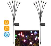 2 pièces éclairage solaire de jardin luciole avec 6 LEDs piquet de terre, lampe solaire extérieure étanche IP65, éclairage décoratif jardin cour balcon, multicolore