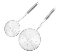 2 Pièces Écumoire Araignée, Poignée Ergonomique | Filtration des Aliments, Écumage de L’huile, pour Cuisson Maison Cuisine, Finition Argenté