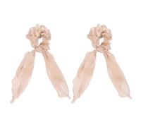 2 Pièces Élastique à Cheveux en Tissu Satin, Nœud Long | Ornement Discret, Usage Quotidien, Maintien des Cheveux en Place, Design Uni, pour Dames et Collègues