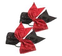 2 Pièces Élastique Cheveux à Nœud Queue D’hirondelle Noir et Rouge