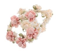 2 Pièces Élastiques à Cheveux Fleuris Rose et Perles pour Femmes | Résine, Maintien Souple et Solide, Style Bohème Élégant, pour Cheveux Longs ou -longs, Mariage et Travail