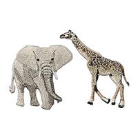 2 pièces éléphant et girafe Broderie Patch Thermocollant, Ecusson à Coudre, Badge Brodé, Broderie Autocollant Patches Ecusson à Coudre pour Décor Patches DIY Rideau Sacs Chapeaux