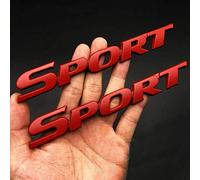 2 pièces Emblème de Voiture SPORT en Métal 3D Premium Badge Autocollants de Décoration pour Côté Arrière du Coffre (Rouge)