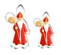 2 Pièces Emporte Pièces Père Noel, Emporte-Pièce en Acier Inoxydable, Emporte-Pièce Biscuit Père Noël pour Noel, Saint Martin, Évêque Deco de Gateau Pâtisserie et le Bricolage