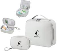 2 Pieces Empty First Aid Kit,Travel Pharmacy Kit,First Aid Kit,Medicine Box,Medicine Storage Box,Waterproof Portable Medicine Bag,Grey,Medicine Bag