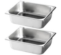 2 pièces en acier inoxydable Buffet d'hôtel Pan 12, 8x10, 4x3, 9 pouces poli empilable 6L réchaud, plateau de table à vapeur lisse pour la préparation des aliments de l'école restaurant, po