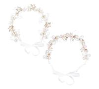 2 Pièces En Couronne De Bande De Perles, Exquise Et Élée Et Élée Bandeau Pour Les Fleurs Pour Enfants, Accessoires De Cheveux À Lacets Princesse, Décorations De Coiffures De Mariage.