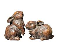 2 pièces en laiton modèle de lapin figurines miniatures, animaux lapin statue sculpture ornement de bureau maison bonsaï aménagement paysager table de sable accessoires de décoration de voiture étude