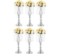 2 Pièces en Métal Argent Centres De Table De Mariage Vase, 55cm Décorations De Table pour Le Jour du Mariage, Support De Fleur De Mariage pour La Cérémonie D’annive, 49cm X 6