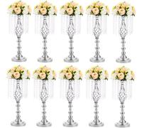 2 Pièces en Métal Argent Centres De Table De Mariage Vase, 55cm Décorations De Table pour Le Jour du Mariage, Support De Fleur De Mariage pour La Cérémonie D’annive, 49cm X 10