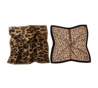 2 Pièces En Motif De Léopard D'Écharpe Carrée, Écharpe En Soie Imprimée Rétro, Écharpe Décorative À La Mode, Accessoires Portables, Adaptés Aux Babaces, À La Ceinture Et Aux Foulards.