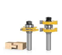 2 pièces ensemble 12mm 1/2 "tige Tenon Cutter plancher bois peu T type réglable rainure et languette routeur peu fraise pour le travail du bois,tige de 12 mm