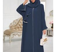2 pièces Ensemble Abaya musulman, Robe classique avec bordure, Polyvalent pour le port quotidien des femmes (Foulard long + Robe musulmane) Printemps Taille UniquePolyester