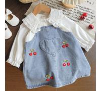 2 pièces Ensemble chemise à manches longues et pantalon bavette casual et mignon pour bébé fille avec décoration florale 3D, convient pour le port quotidien au printemps/automne 6-9M,9-12M,12-18M,18-2