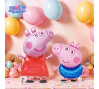 2 pièces Ensemble de ballons officiellement licenciés Peppa George Pig de Peppa Pig, style de dessin animé mignon, décoration de bracelet, accessoires de fête de carnaval, accessoires photo, fournitur