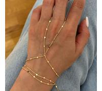 2 pièces Ensemble de bracelets et bagues de doigt multi-couches en sequins et chaîne fine pour femmes, port polyvalent au quotidien et cadeau, (quantité de chaîne et de perles de sequins assortie aléa