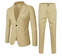 2 Pièces Ensemble de Costume Garçons Blazer Bouton Veste et Pantalon Rétro | Costume Mariage Ceremonie Bebe Garcon Classiques Simple Veste Bouton Rever et Pantalons Longs pour Fête et Bal de Fin d'année