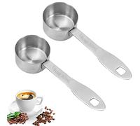 2 pièces ensemble de cuillères à café, tasses à mesurer en acier inoxydable cuillères à café à long manche pour café, thé, lait, 1/8 tasse 30ML