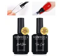 2 pièces Ensemble de gel à ongles transparent et top coat 30ml, durci aux UV, kit de nail art gel longue tenue, convient pour la manucure DIY à la maison ou comme cadeau pour femmes Polyrésine