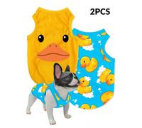 2 pièces Ensemble de haut polyester isolant, respirant, anti-puce et anti-chute de cheveux avec impression de canard à bulles, pour chats et chiens à l'intérieur et à l'extérieur L,M,S,XL,XS,XXL,XXSAn