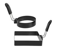 2 Pièces Ensemble de Moules à Œufs Ronds et Carrés | Poignée Pliante en Silicone Résistante à Chaleur, Antiadhésif, pour Griddle et Sandwiches du Matin