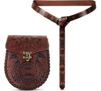 2 Pièces Ensemble De Pochettes De Ceinture En Cuir, Avec Une Ceinture Viking Et Un Sac Renaissance Pochette Avec Dragon Totem Médiévale Accessoires Renaissance Pour Festival Fête ([CEI9261126]