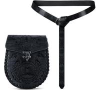 2 Pièces Ensemble De Pochettes De Ceinture En Cuir, Avec Une Ceinture Viking Et Un Sac Renaissance Pochette Avec Dragon Totem Médiévale Accessoires Renaissance Pour Festival Fête ([CEI9260939]
