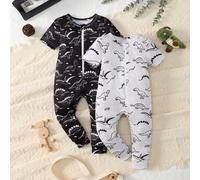 2 pièces Ensemble de pyjamas imprimé de dinosaure de dessin animé pour tout-petits garçons, matériau doux et confortable, convient pour les vêtements de détente des enfants 2Y,3Y,9-12M,12-18M,18-24MCa